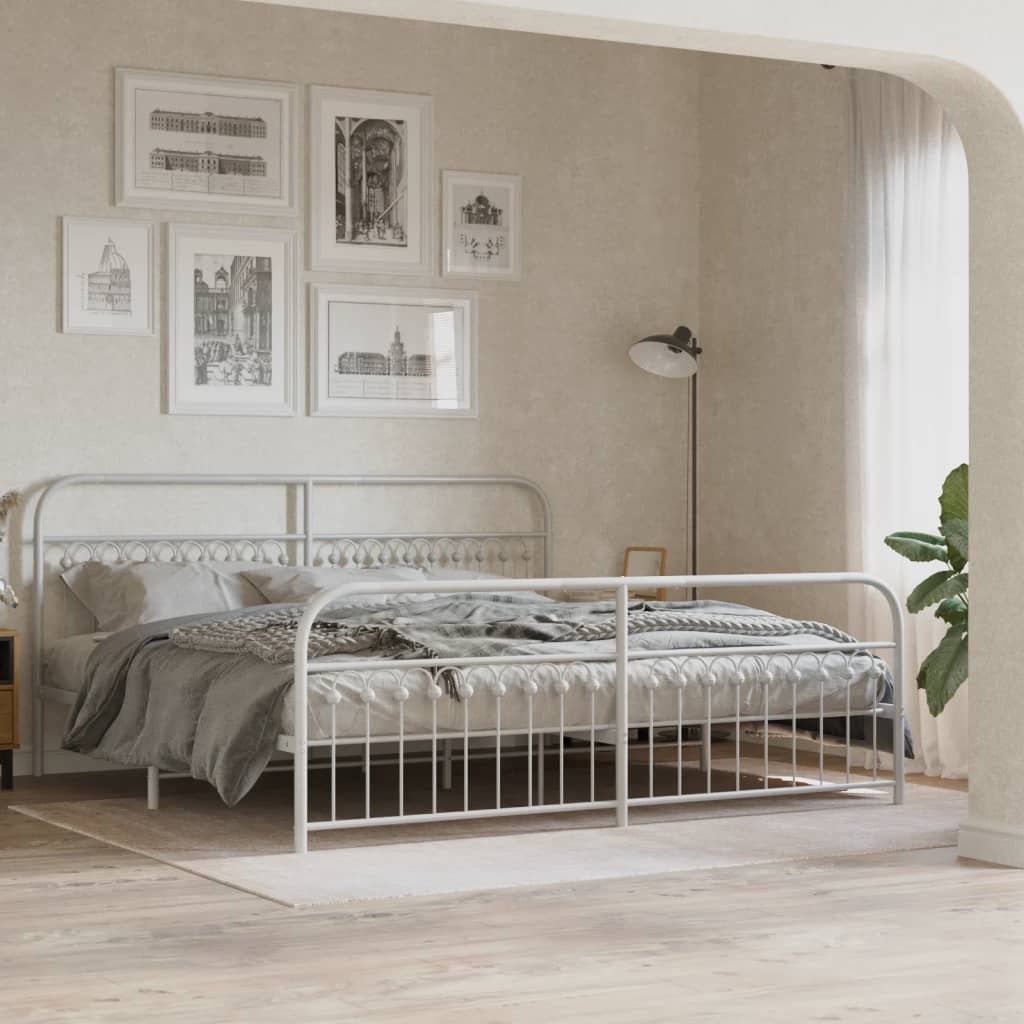 Metal Bed Frame Without Mattress With Footboard 120X190Cm