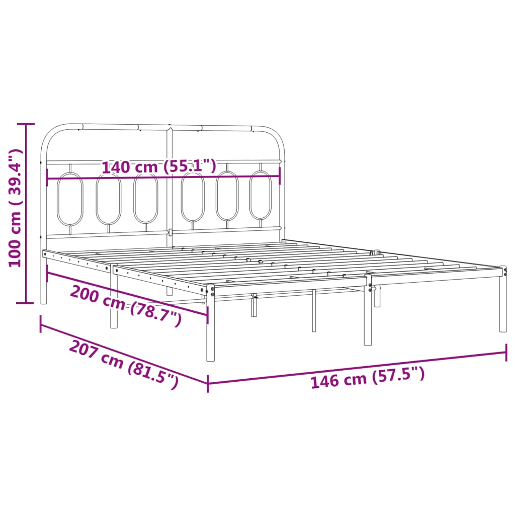 Metal Bed Frame Without Mattress 140X200Cm