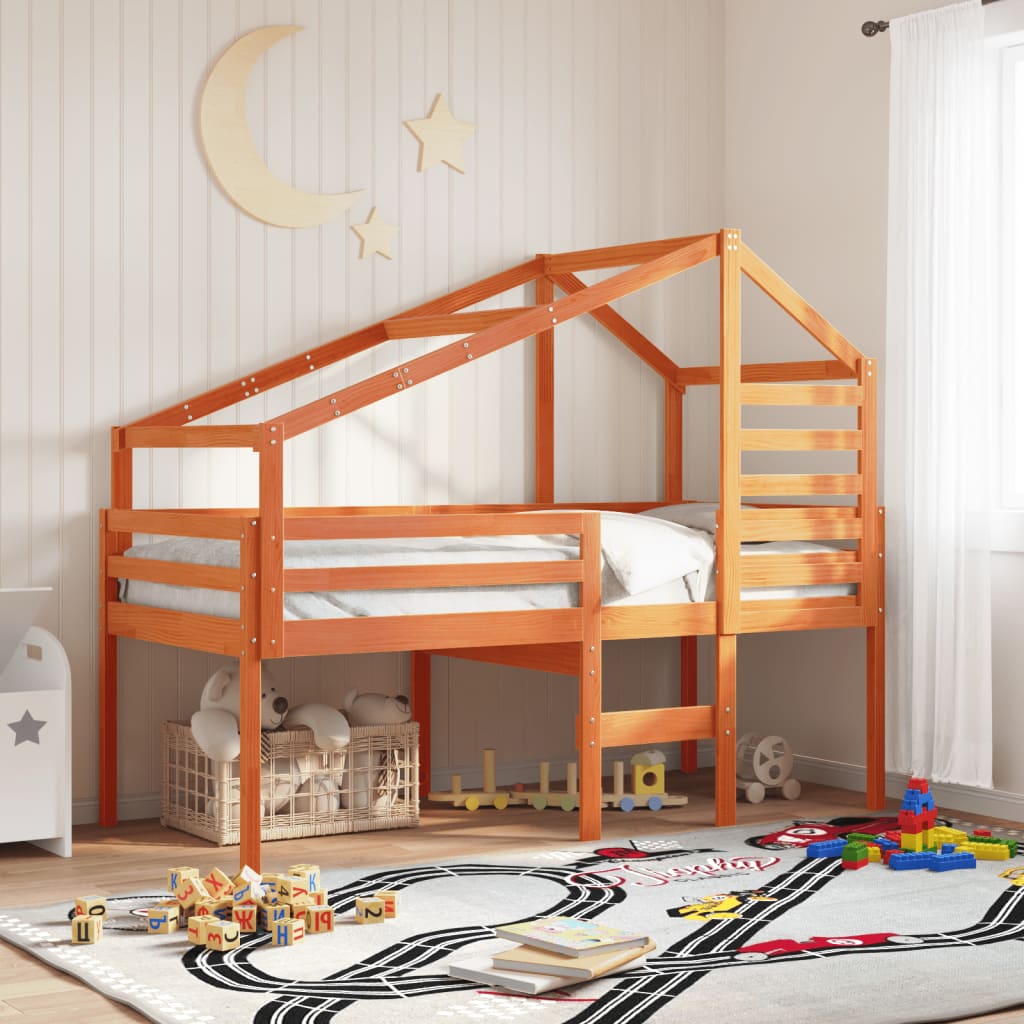 Kids' Bed Roof Solid Wood Pine