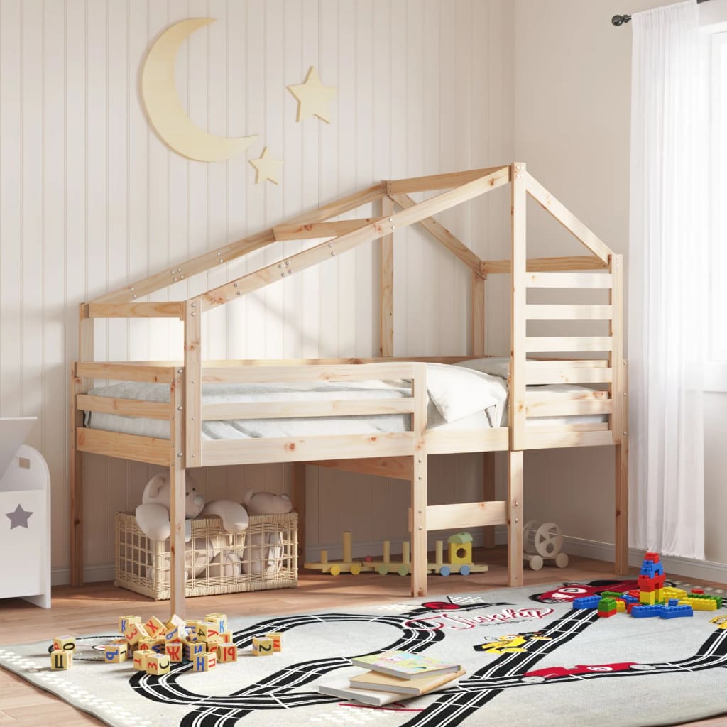 Kids' Bed Roof Solid Wood Pine