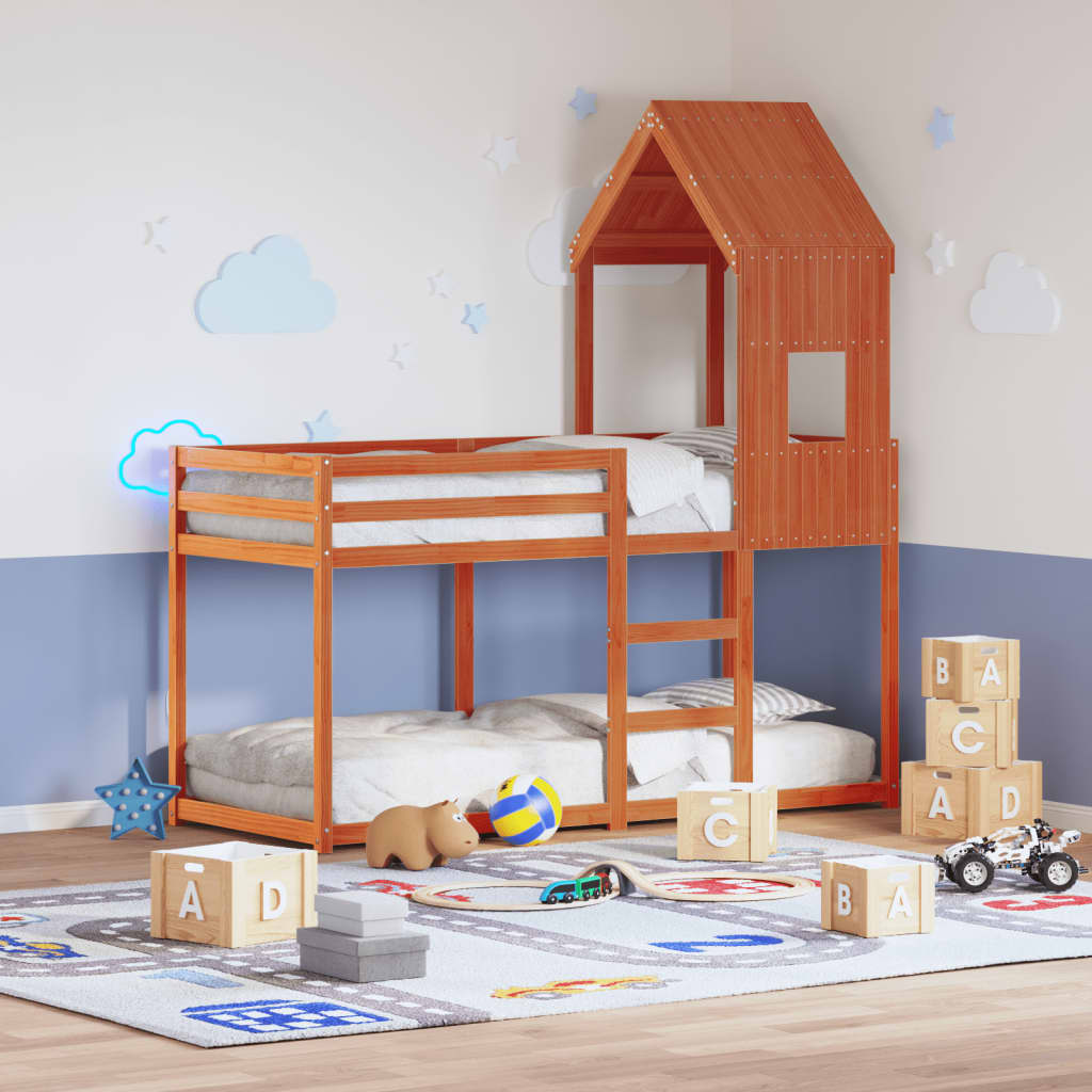 Kids' Bed Roof Solid Wood Pine