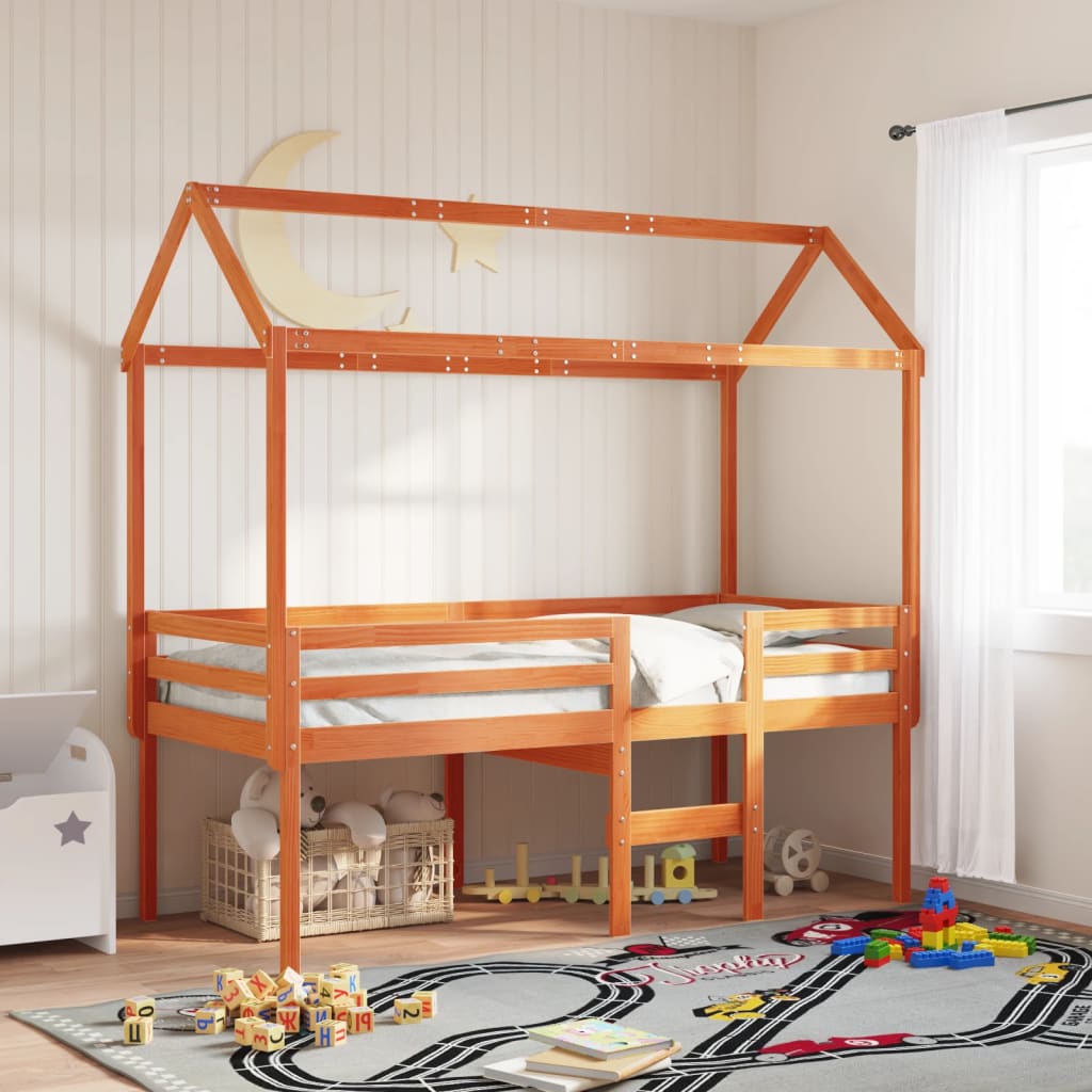 Kids' Bed Roof Solid Wood Pine