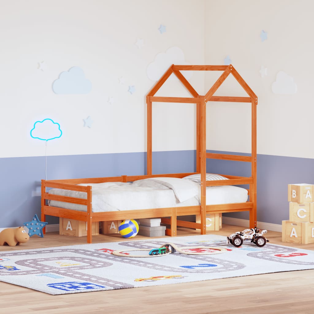 Kids' Bed Roof Solid Wood Pine