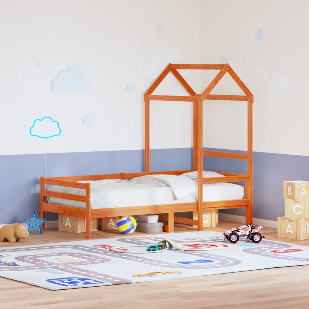 Kids' Bed Roof Solid Wood Pine