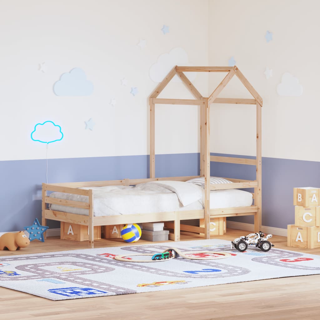 Kids' Bed Roof Solid Wood Pine