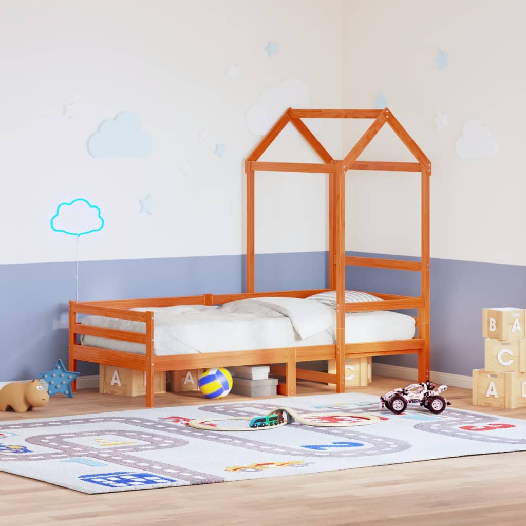 Kids' Bed Roof Solid Wood Pine
