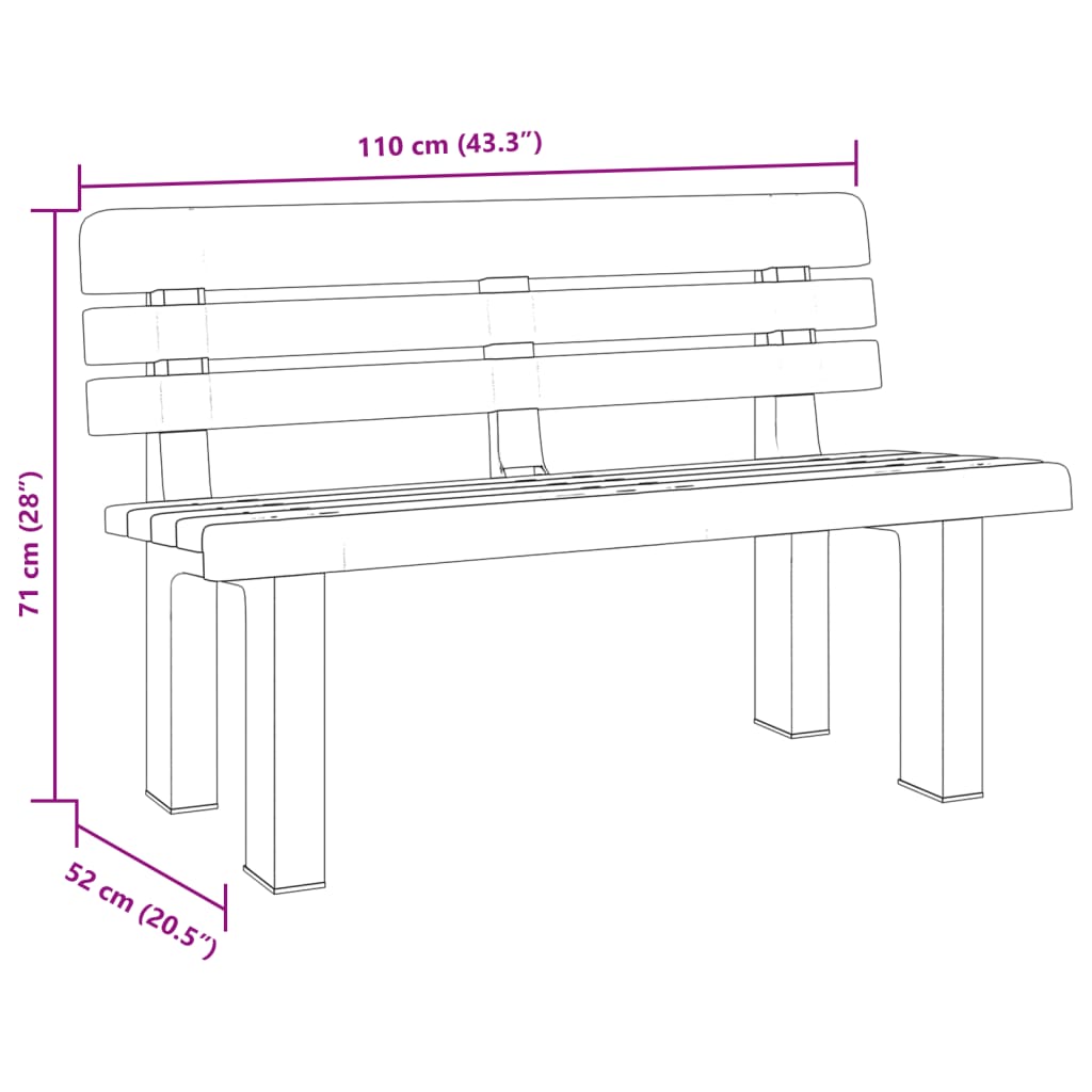 Garden Bench 110X52X71 Cm Polypropylene