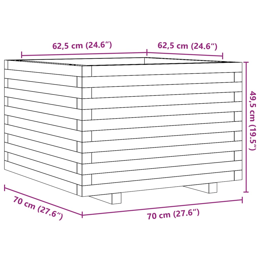 Garden Planter 70X70X49.5 Cm Solid Wood Douglas