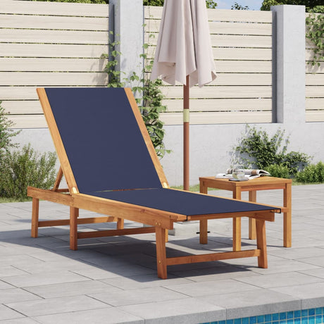 Sun Loungers 2 Pcs With Table Solid Acacia Wood And Textilene