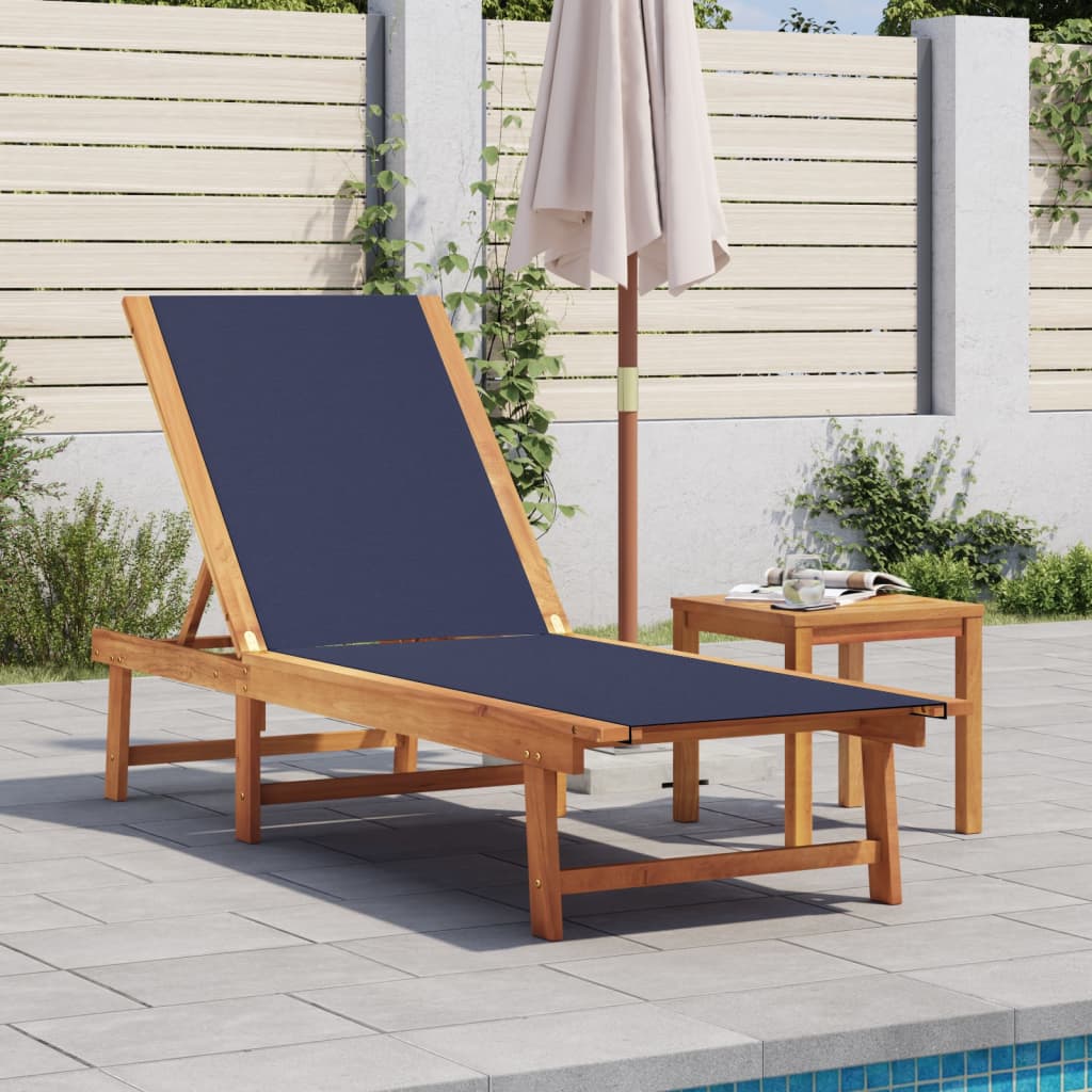 Sun Loungers 2 Pcs With Table Solid Acacia Wood And Textilene