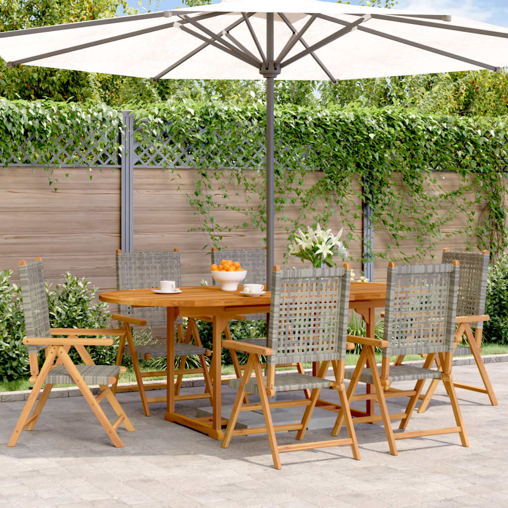 7 Piece Garden Dining Set Poly Rattan And Solid Wood