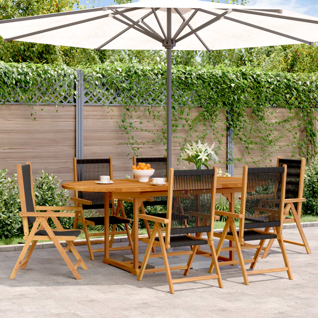 7 Piece Garden Dining Set Polypropylene And Solid Wood