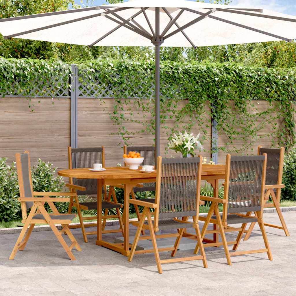 7 Piece Garden Dining Set Polypropylene And Solid Wood