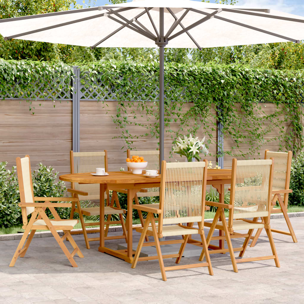 7 Piece Garden Dining Set Polypropylene And Solid Wood