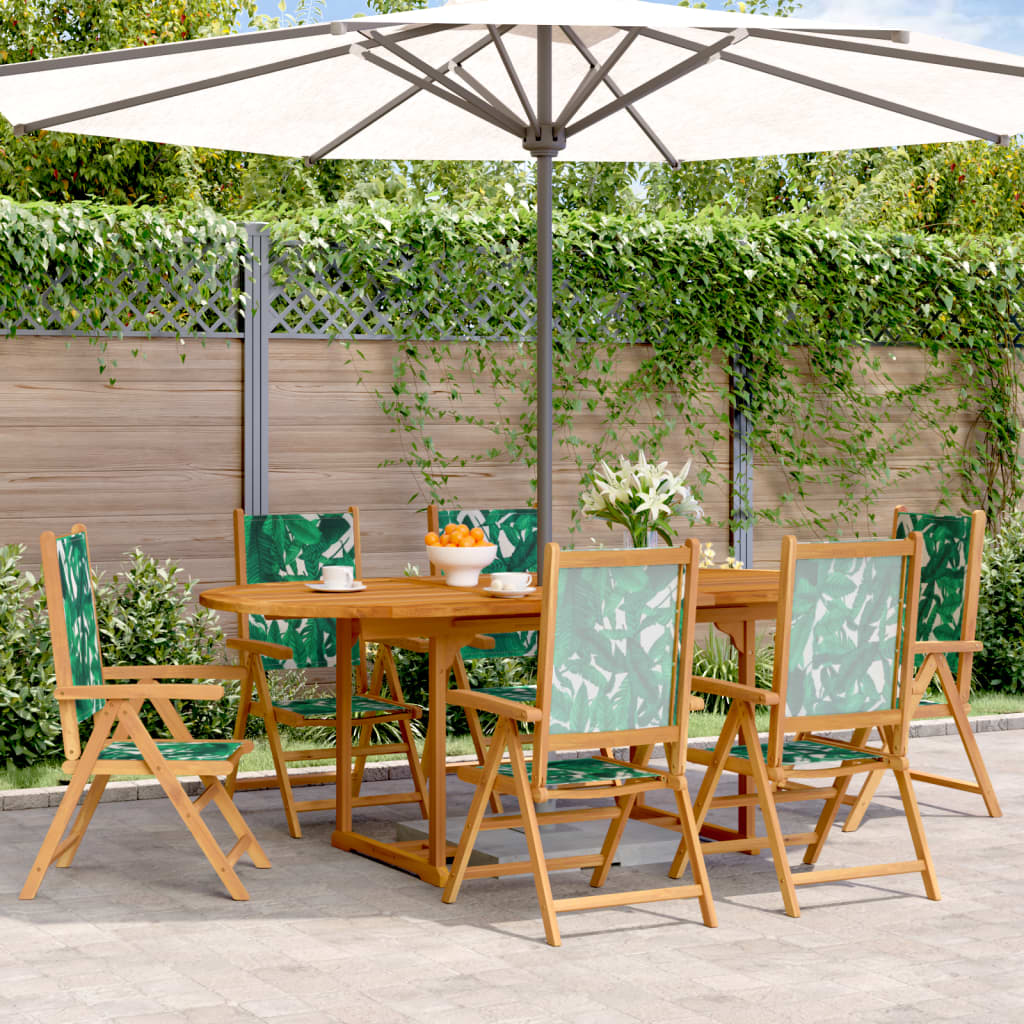 7 Piece Garden Dining Set White Fabric And Solid Wood
