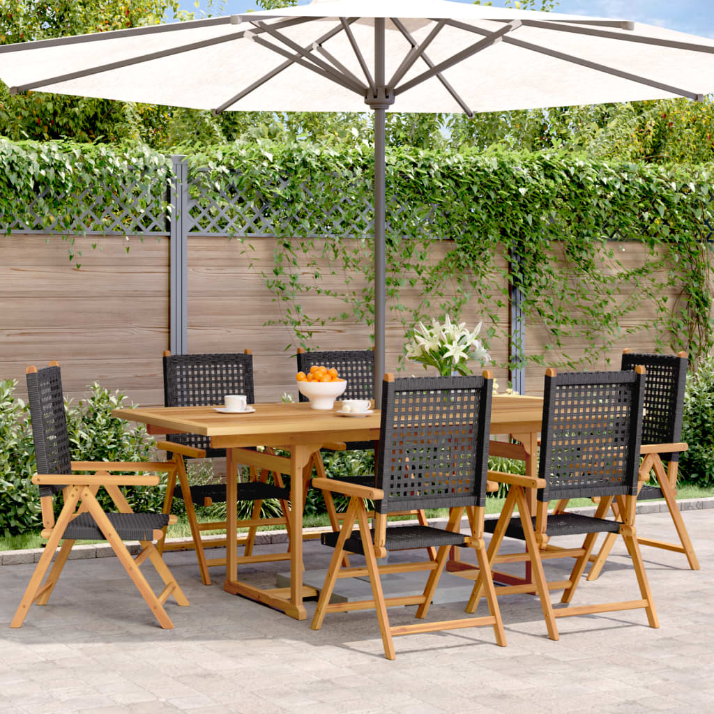 7 Piece Garden Dining Set Poly Rattan And Solid Wood