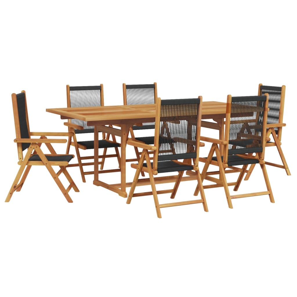 7 Piece Garden Dining Set Polypropylene And Solid Wood