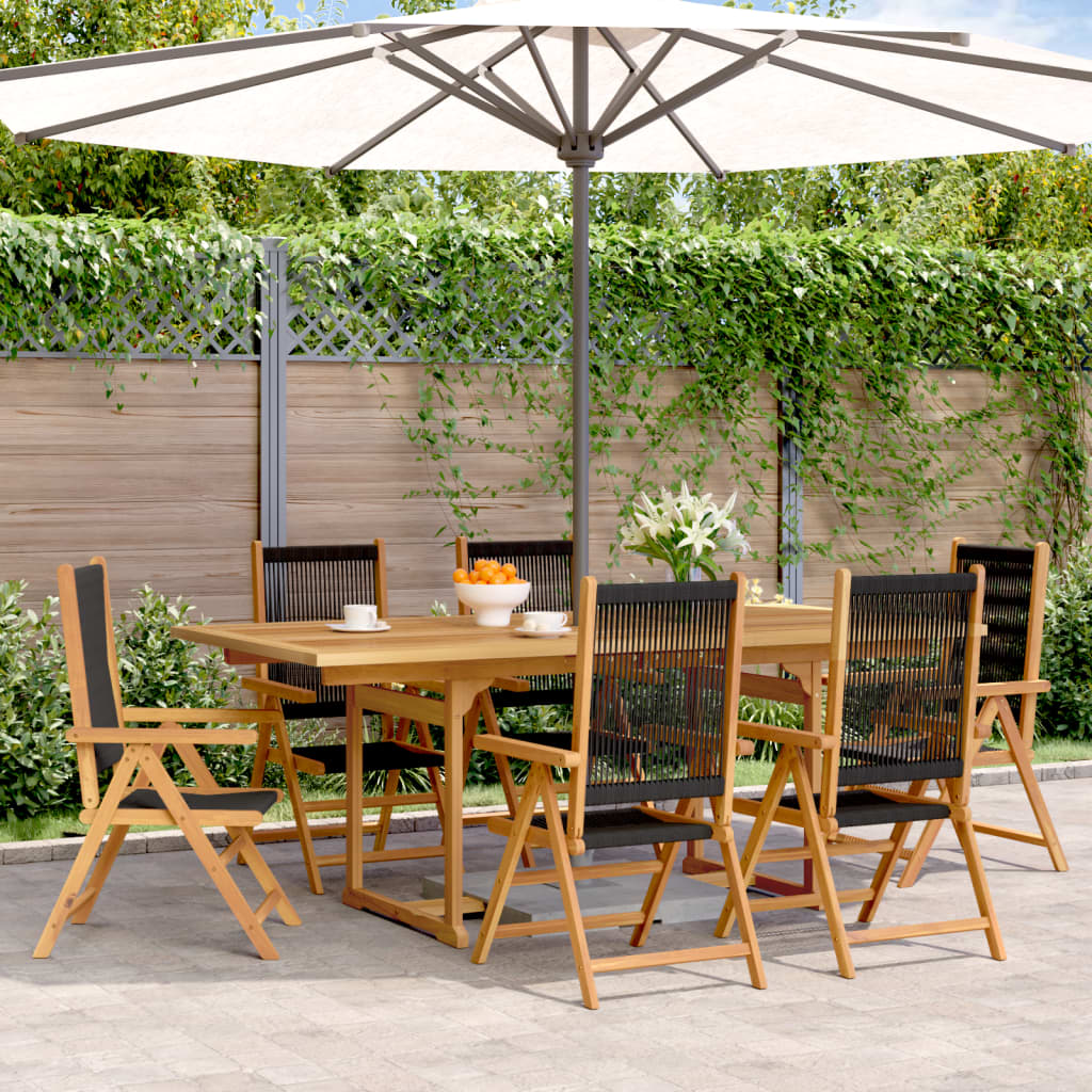 7 Piece Garden Dining Set Polypropylene And Solid Wood