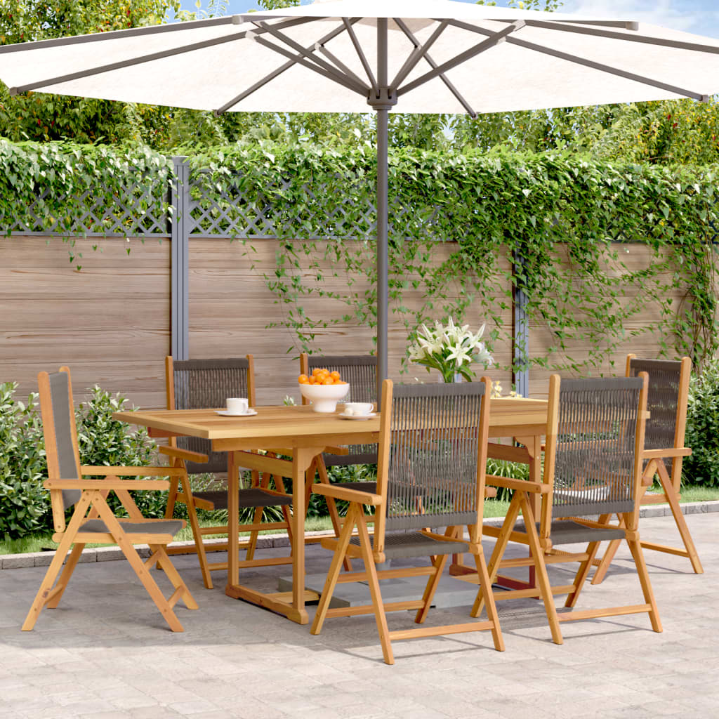 7 Piece Garden Dining Set Polypropylene And Solid Wood