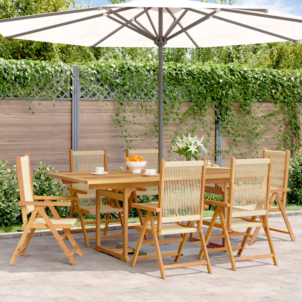 7 Piece Garden Dining Set Polypropylene And Solid Wood