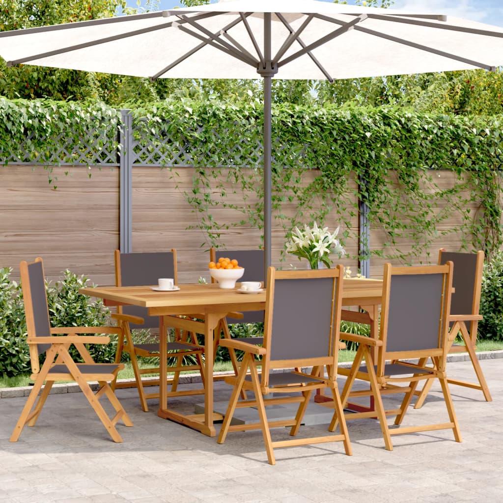 7 Piece Garden Dining Set White Fabric And Solid Wood