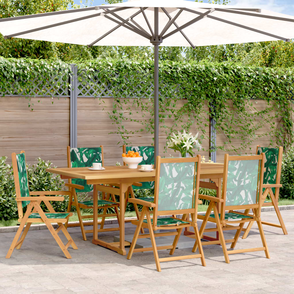 7 Piece Garden Dining Set White Fabric And Solid Wood