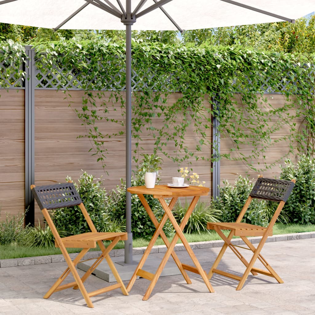 3 Piece Bistro Set Poly Rattan And Solid Wood
