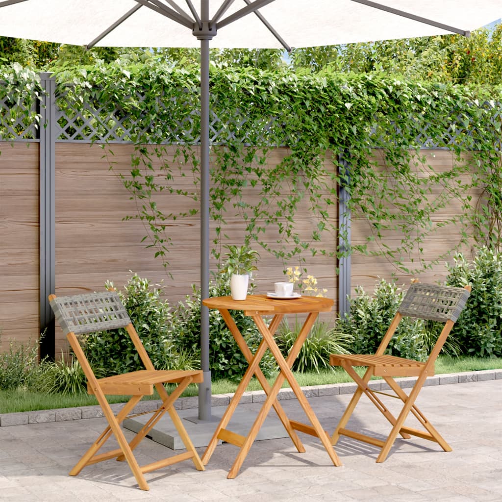 3 Piece Bistro Set Poly Rattan And Solid Wood