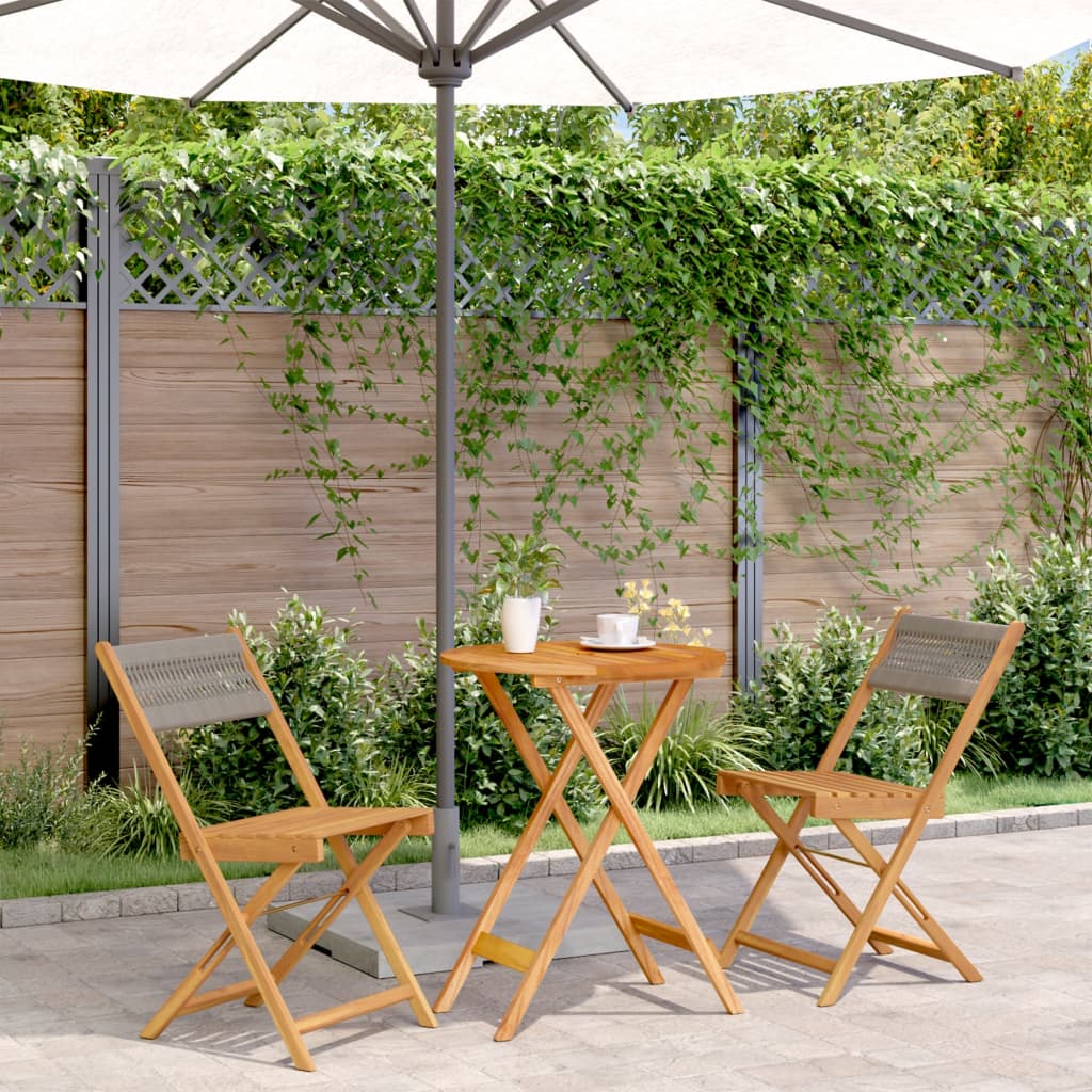 3 Piece Bistro Set Polypropylene And Solid Wood