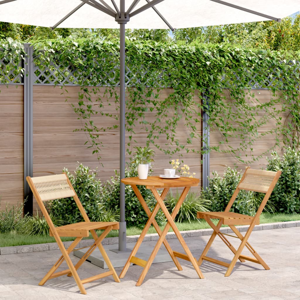 3 Piece Bistro Set Polypropylene And Solid Wood
