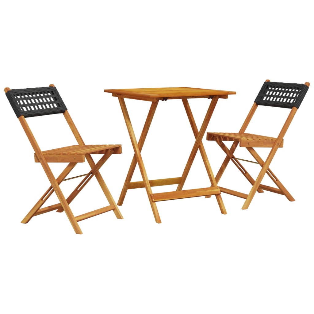 3 Piece Bistro Set Poly Rattan And Solid Wood