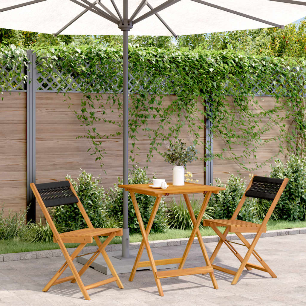 3 Piece Bistro Set Polypropylene And Solid Wood