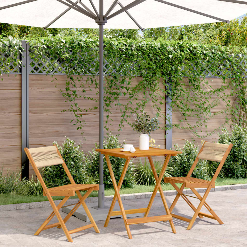 3 Piece Bistro Set Polypropylene And Solid Wood