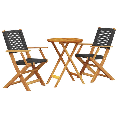 3 Piece Bistro Set Poly Rattan And Solid Wood