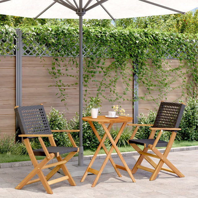 3 Piece Bistro Set Poly Rattan And Solid Wood