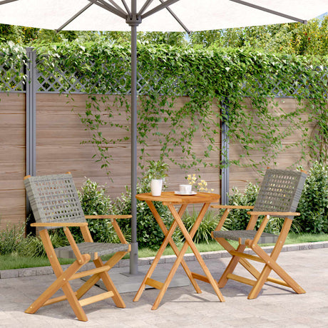 3 Piece Bistro Set Poly Rattan And Solid Wood
