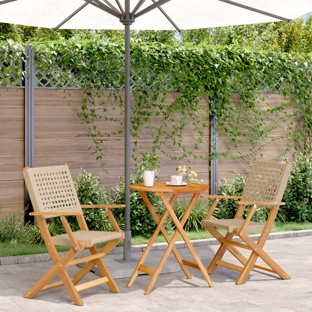 3 Piece Bistro Set Poly Rattan And Solid Wood