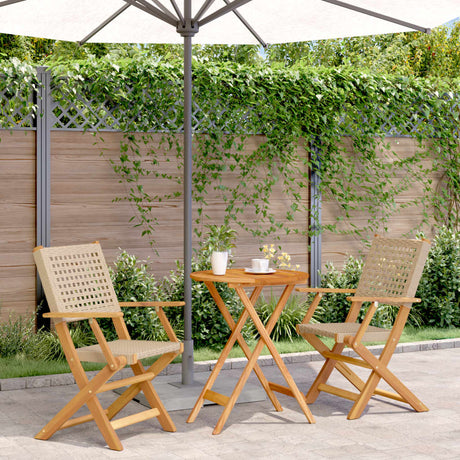 3 Piece Bistro Set Poly Rattan And Solid Wood