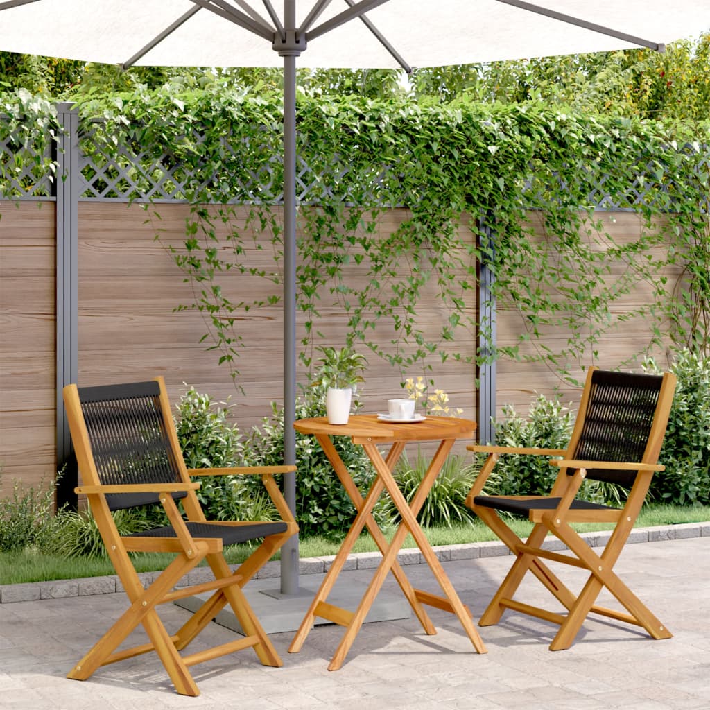 3 Piece Bistro Set Polypropylene And Solid Wood