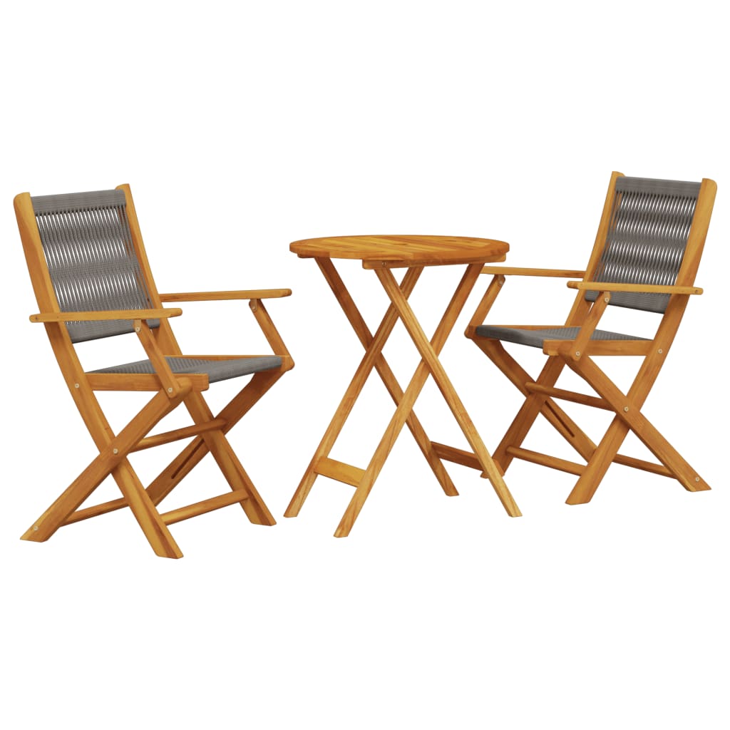 3 Piece Bistro Set Polypropylene And Solid Wood