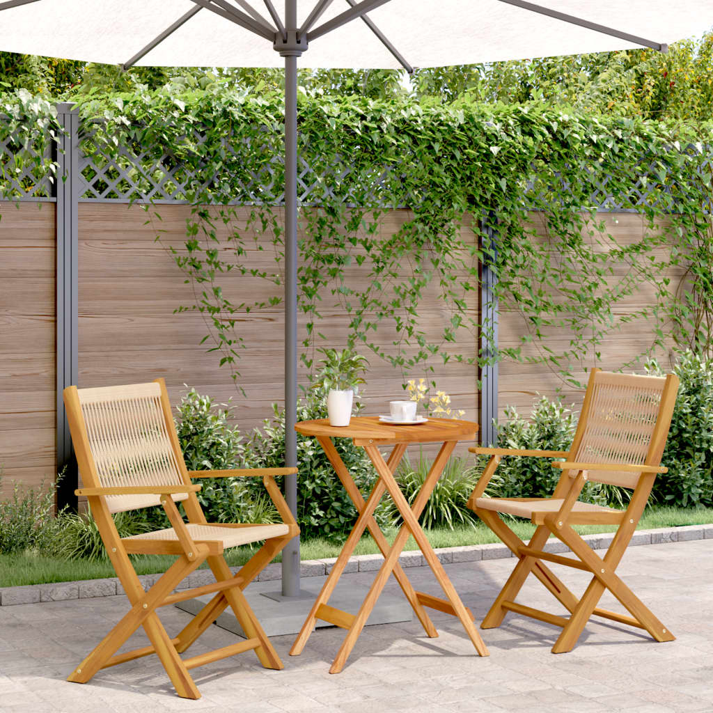 3 Piece Bistro Set Polypropylene And Solid Wood