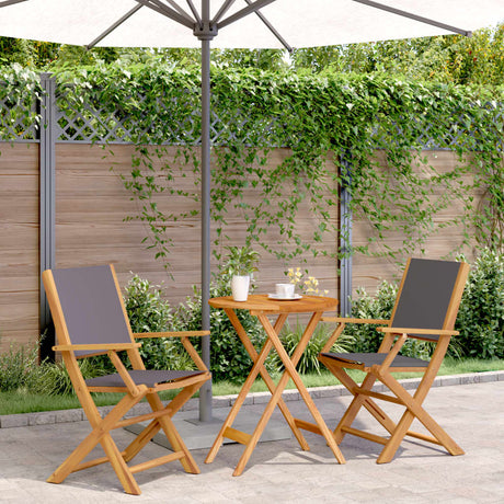 3 Piece Bistro Set Fabric And Solid Wood