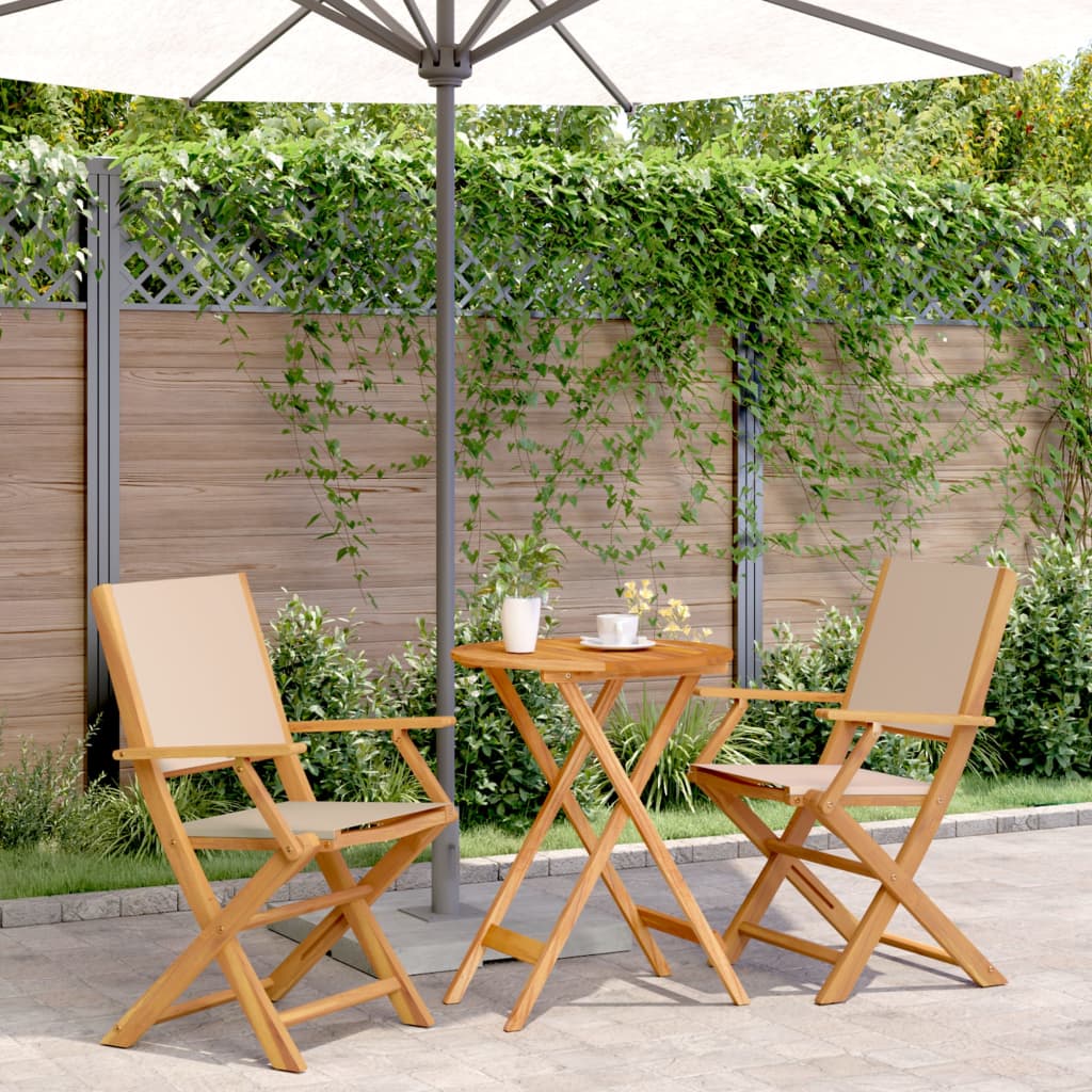 3 Piece Bistro Set Fabric And Solid Wood