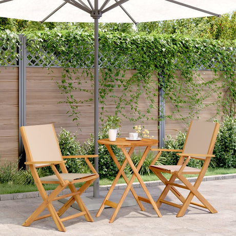 3 Piece Bistro Set Fabric And Solid Wood