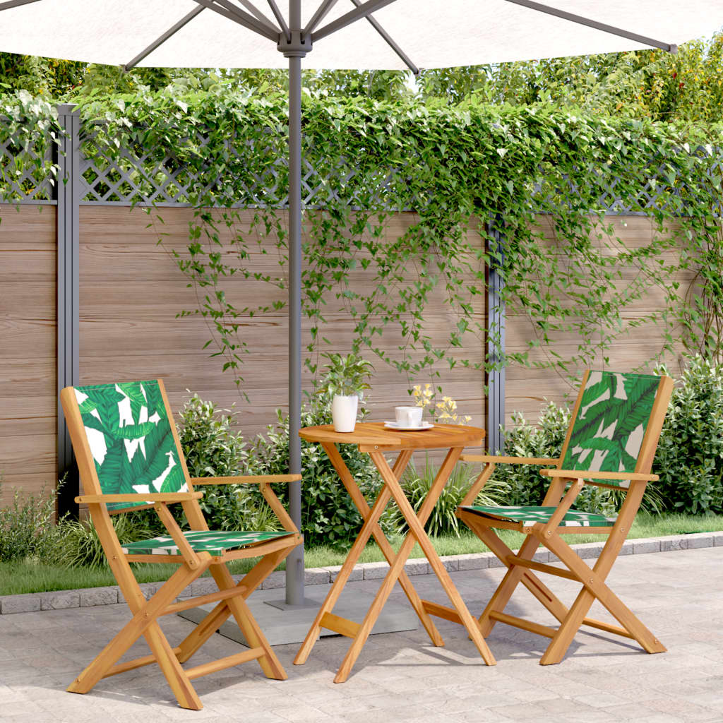 3 Piece Bistro Set Fabric And Solid Wood