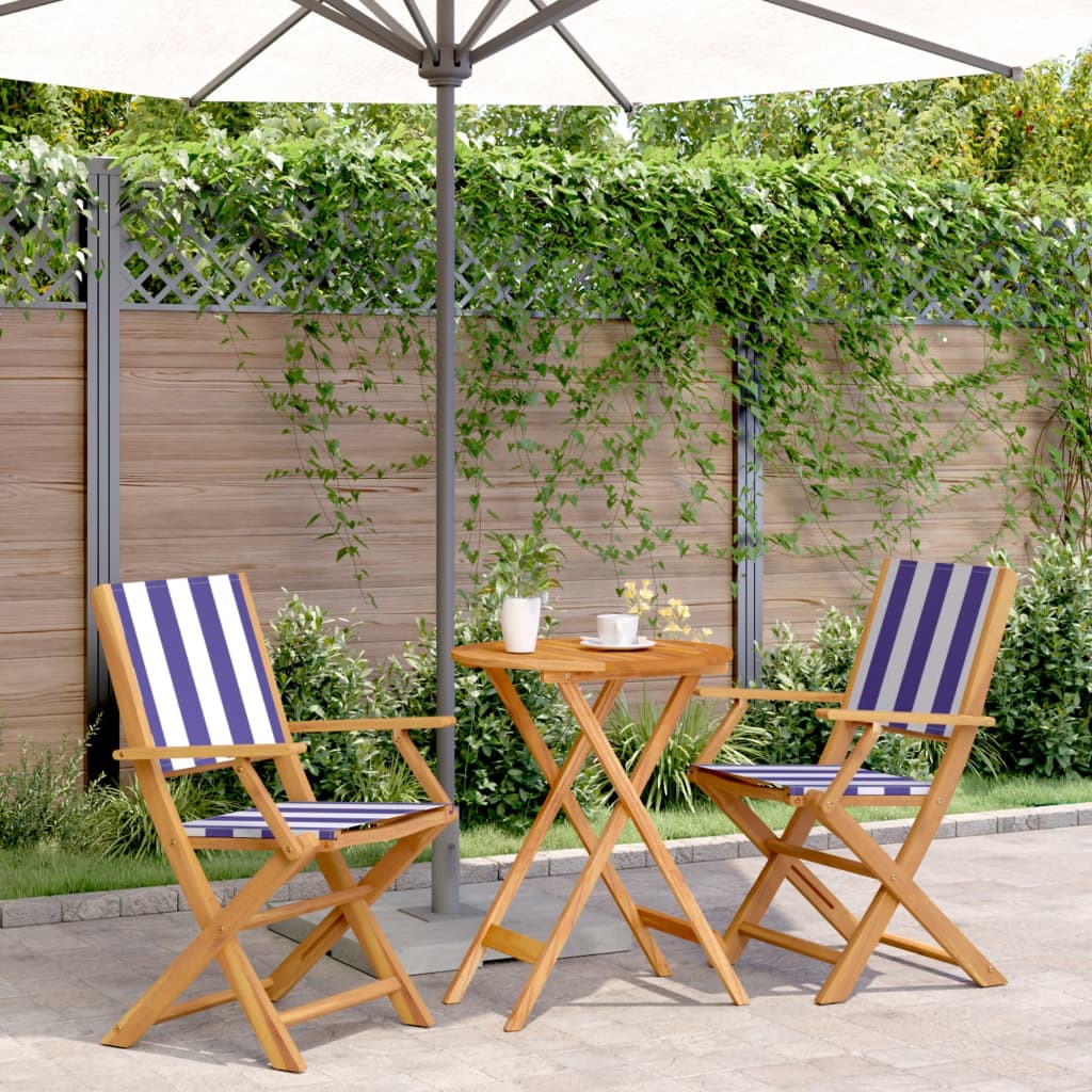 3 Piece Bistro Set Fabric And Solid Wood