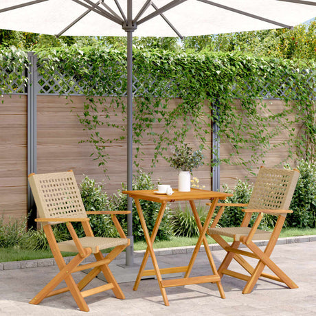 3 Piece Bistro Set Poly Rattan And Solid Wood