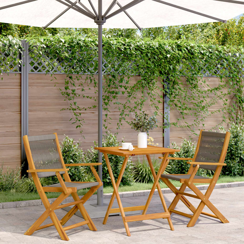 3 Piece Bistro Set Polypropylene And Solid Wood