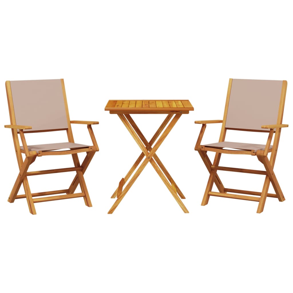 3 Piece Bistro Set Fabric And Solid Wood