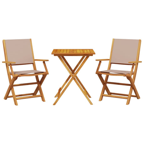 3 Piece Bistro Set Fabric And Solid Wood